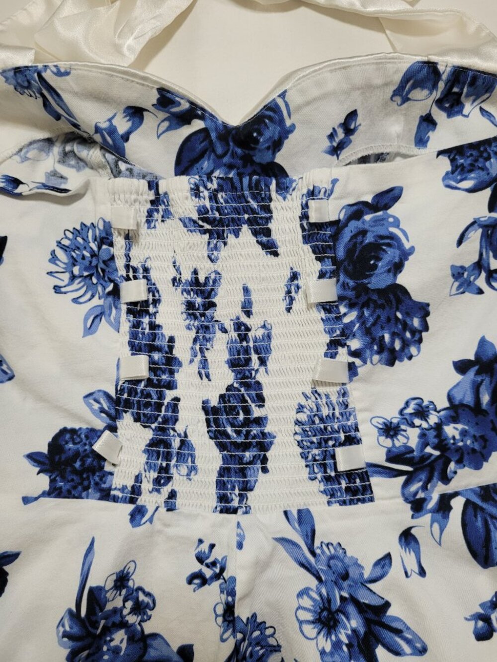 Dressystar Floral Halter Rockabilly Swing Dress Blue White Medium 50s Retro - Picture 9 of 10